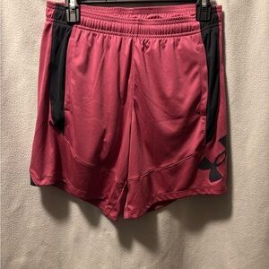 Under Armour Women's Dark Pink Athletic Shorts with Black Panels